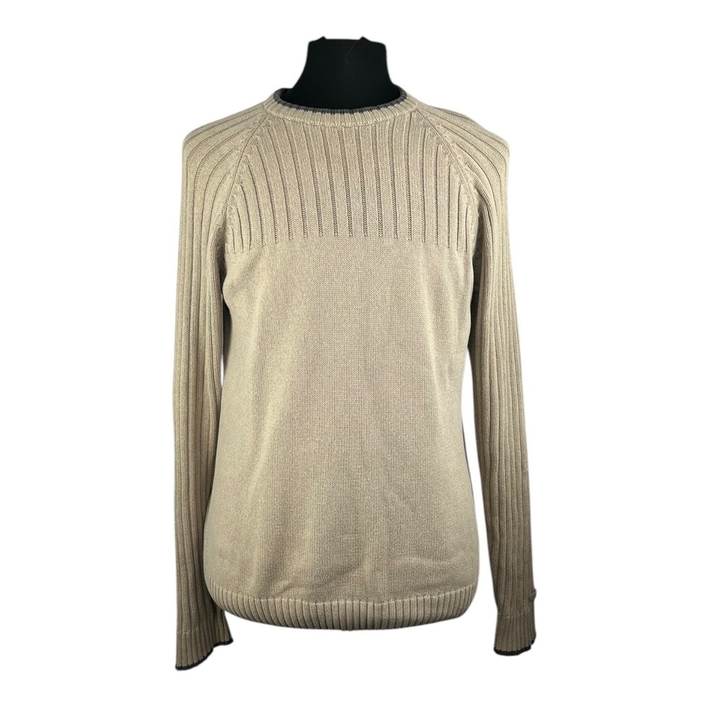 Vtg Columbia Grandpa Sweater Mens Tan Ribbed Crew Neck Pullover Sz M EUC‎
